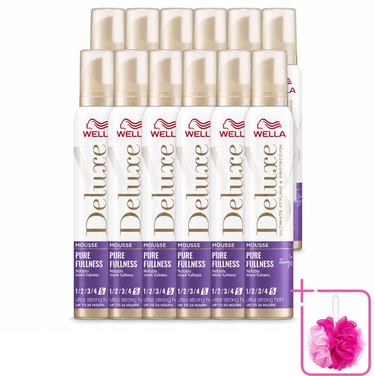 12 x Wella – Deluxe Pure Fullness – Haarmousse – 200 ml - Bulkverpakking - Haarmousse - Douchemop - Volume