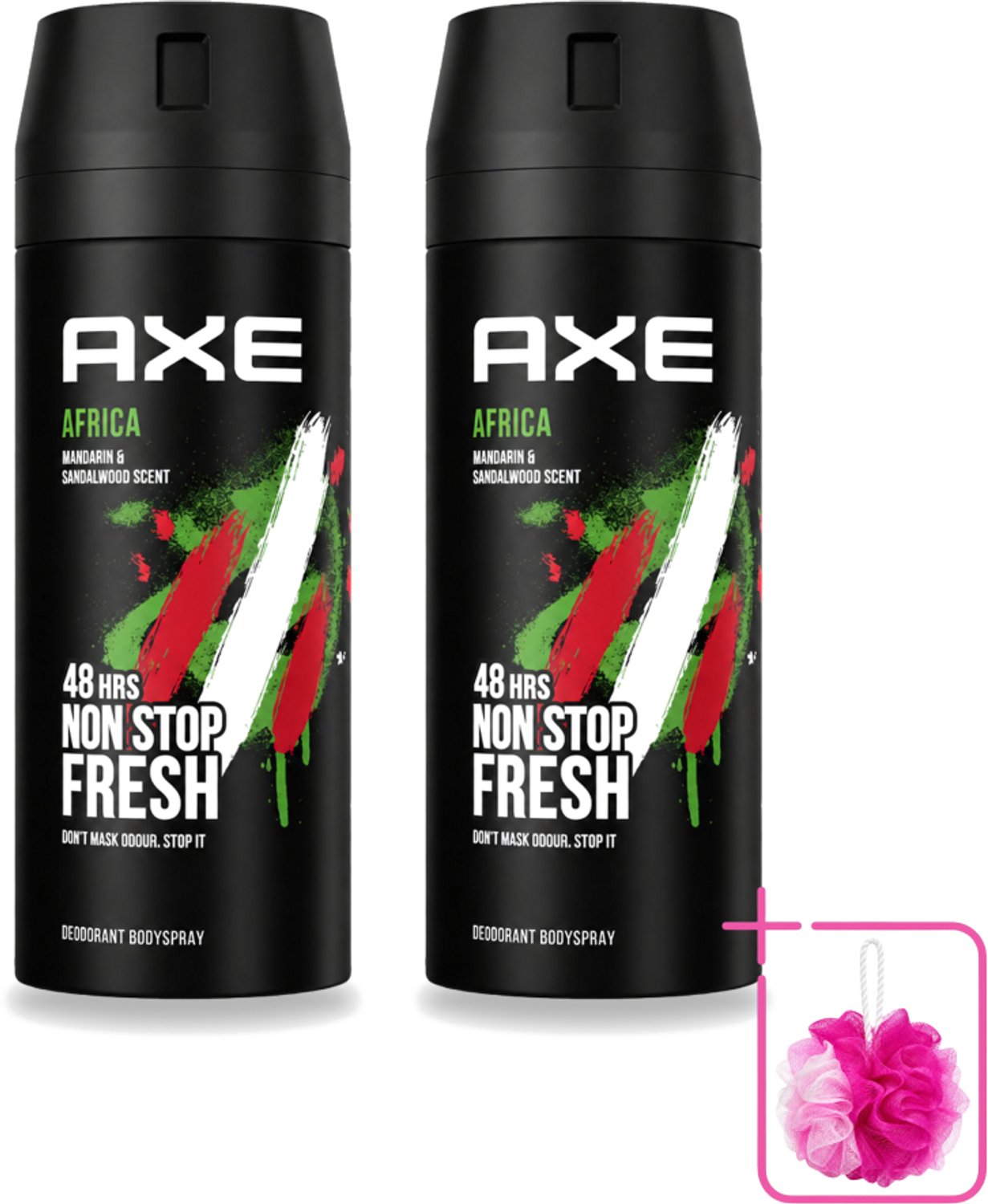 2 x Axe – Deodorant – Africa – 150 ml - Bulkverpakking - Afrikaanse geur - Douchemop - Frisheid