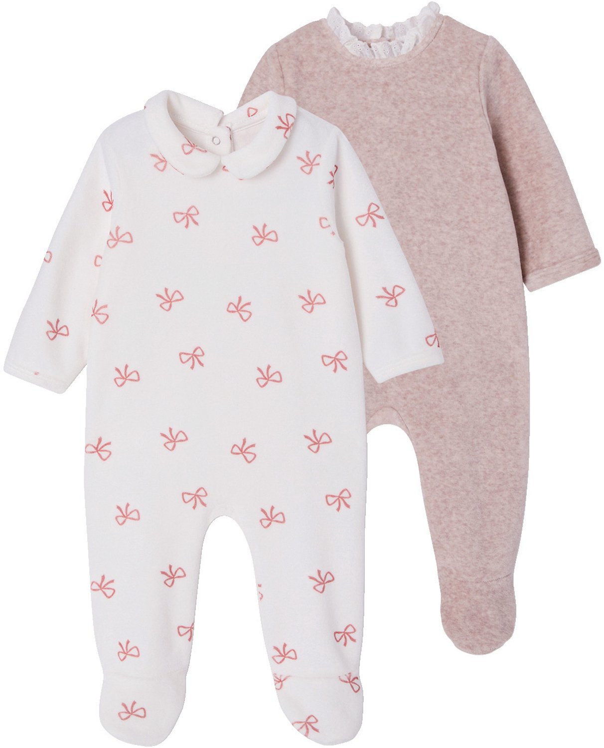 Vertbaudet Set van 2 velours babypyjama's meisje