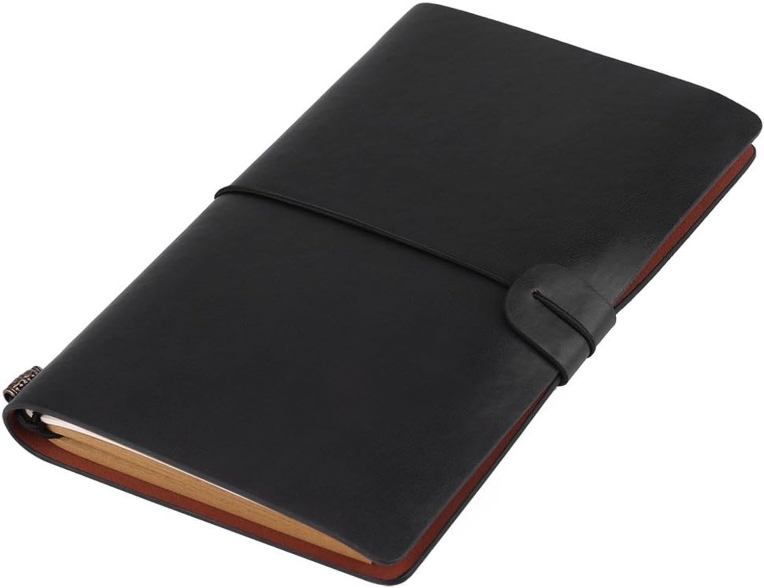 Reisdagboek, Asixx-reisnotitieboekje, 5-kleuren Klassiek PU-lederen reisnotitieboekje Gepersonaliseerde dagboekagenda Hervulbaar notitieblok (zwart)