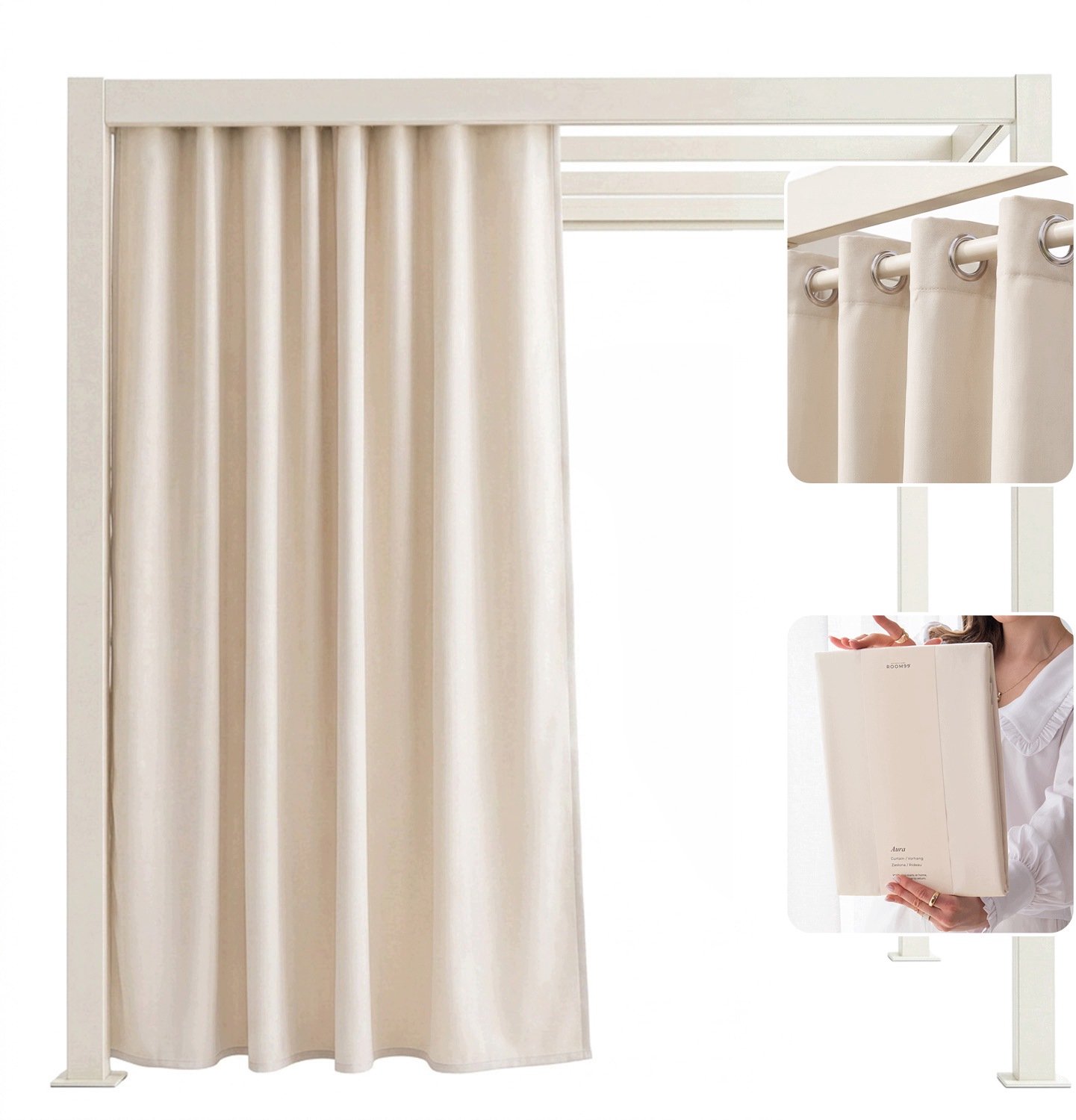 Waterdichte Tuindoek 140x280cm Crème met Grommets voor Terras