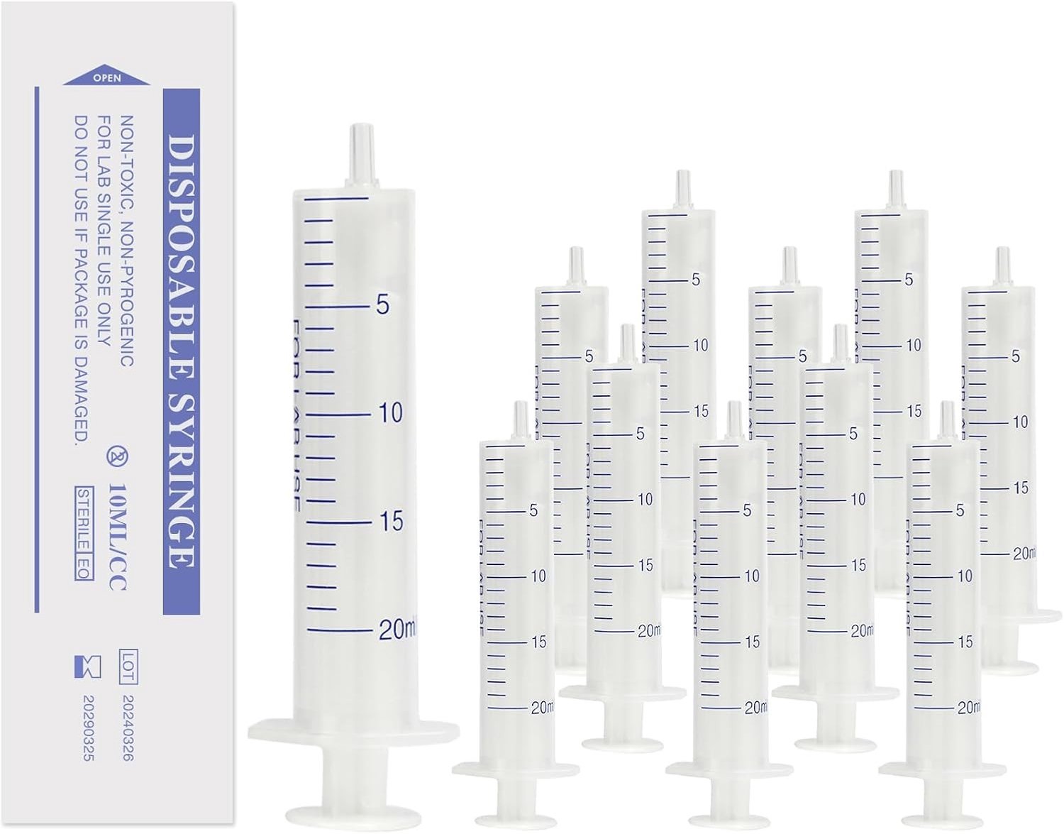 Steriele Spuiten - 20 ml - Individueel Verpakt - Plastic Spuiten voor Diverse Toepassingen