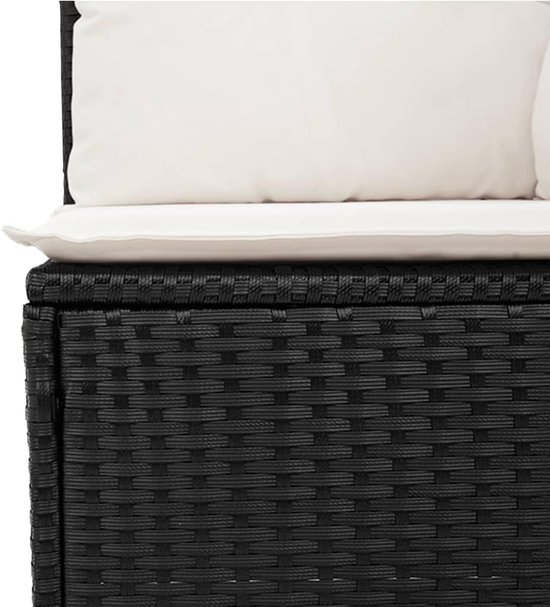 poly rotan weerbestendig loungeset zwart crème 5 delig — afbeelding 2