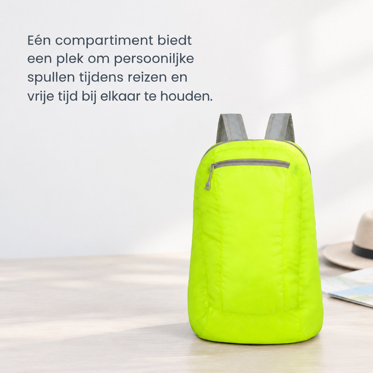 Rugzak - fluorescerend groen - één compartiment - voor reizen en vrije tijd