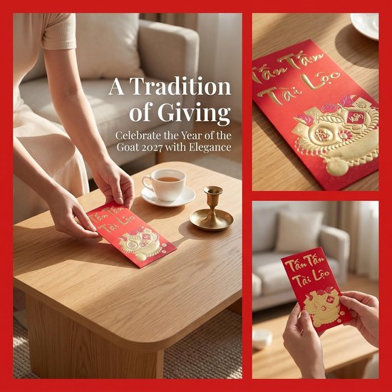 60 Stuks Vietnamese Lunar Year Envelopes Lucky Money Packets With Goat Year Design Festive Money Bags For Spring Festival And Celebrations Meerdere stijlen — afbeelding 2