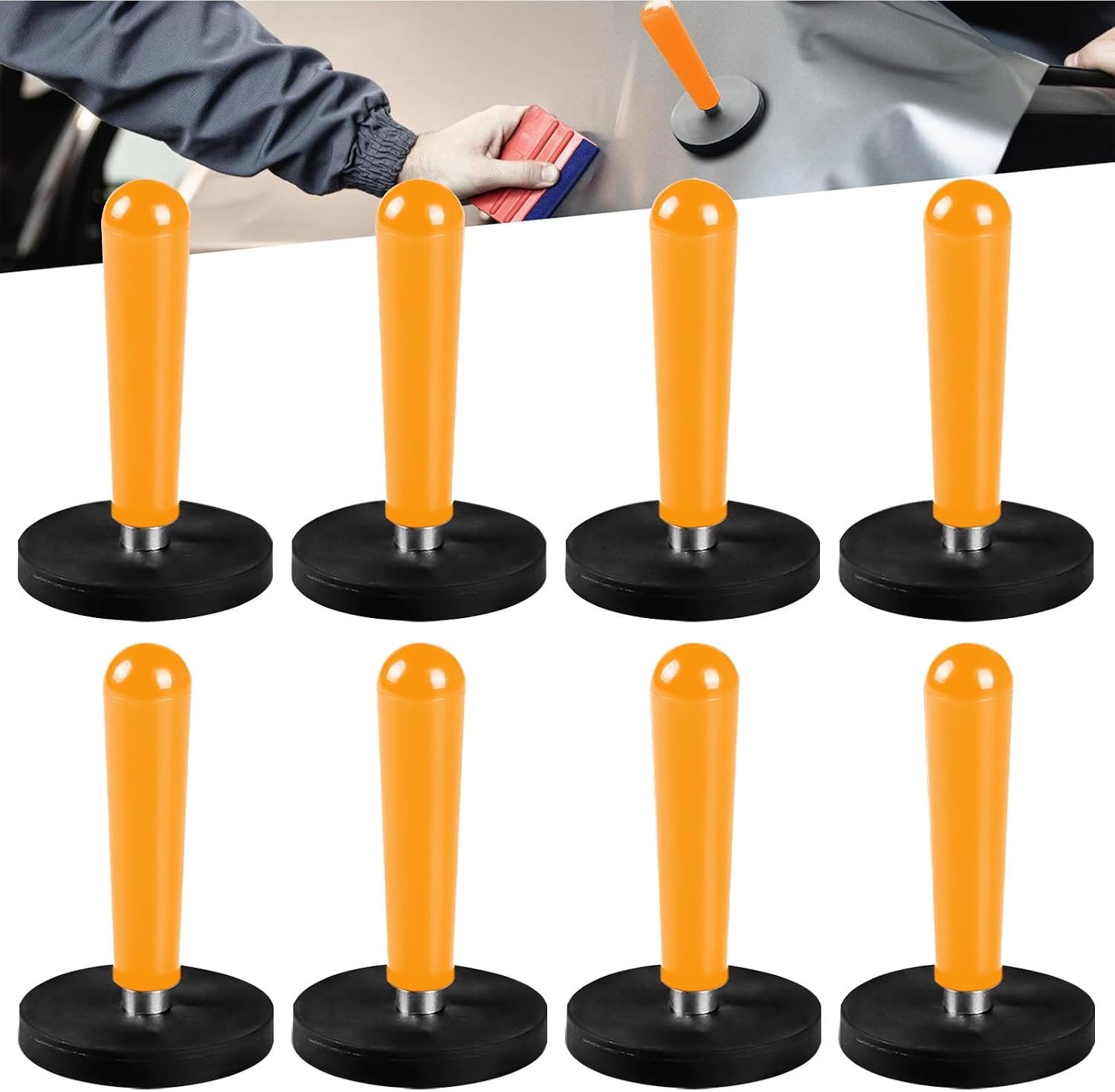 set van 8 automontagemagneten: verpakkingsgripper magneethouder, montagemagneet, magneetgereedschap voor het folieren van folie, car wrapping, autofolie DIY, autofolie wrap, (Oranje)