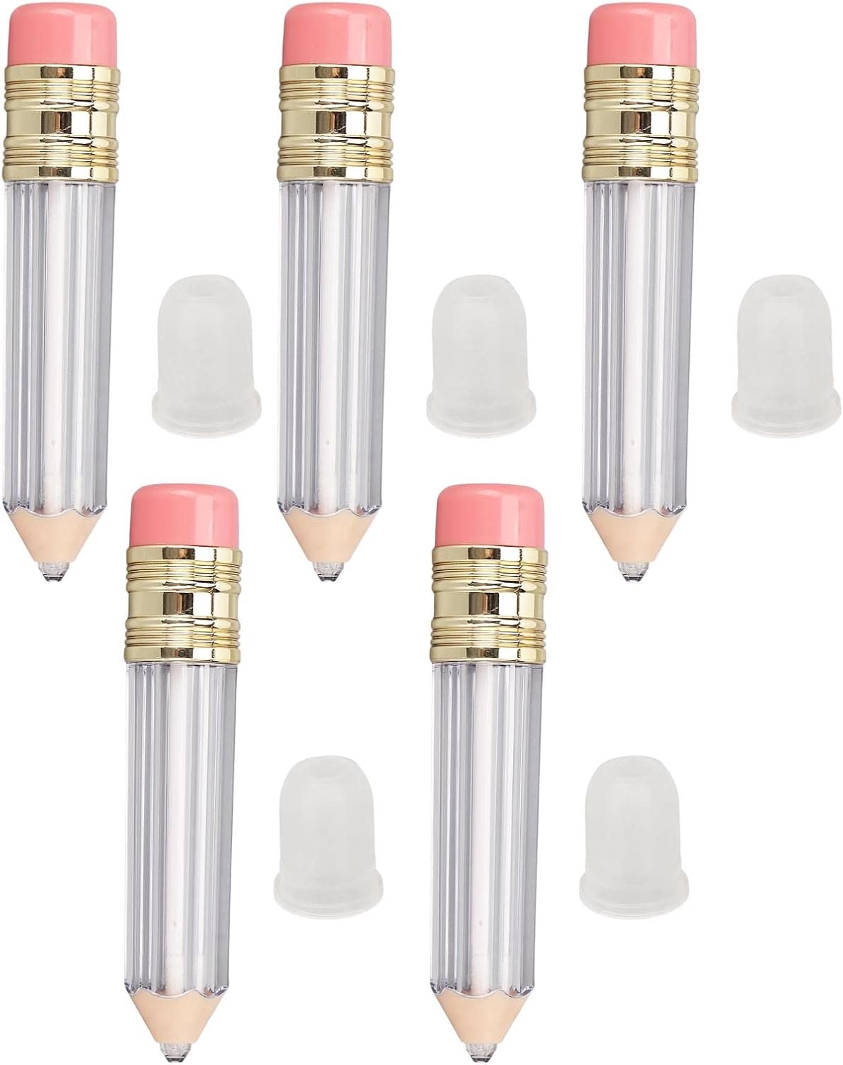 Potloodvormige lipgloss-buishouder, 5 ml, schattig, exquis, navulbaar, doe-het-zelf fles voor vrouwen en meisjes, transparante kunststof, 5 stuks