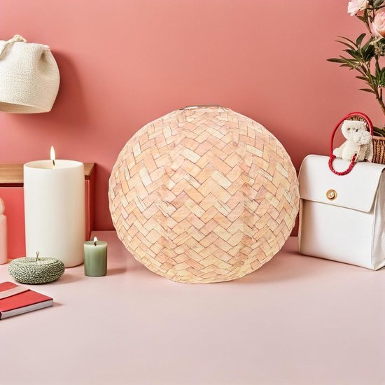 6 Stuks Rustieke Ronde Papieren Lantaarns met Cochenillepatroon Vintage Hangende Lantaarns voor Bruiloft Feest Verjaardag of Thuisdecoratie Inclusief Landhuisstijl Exterieur — afbeelding 2