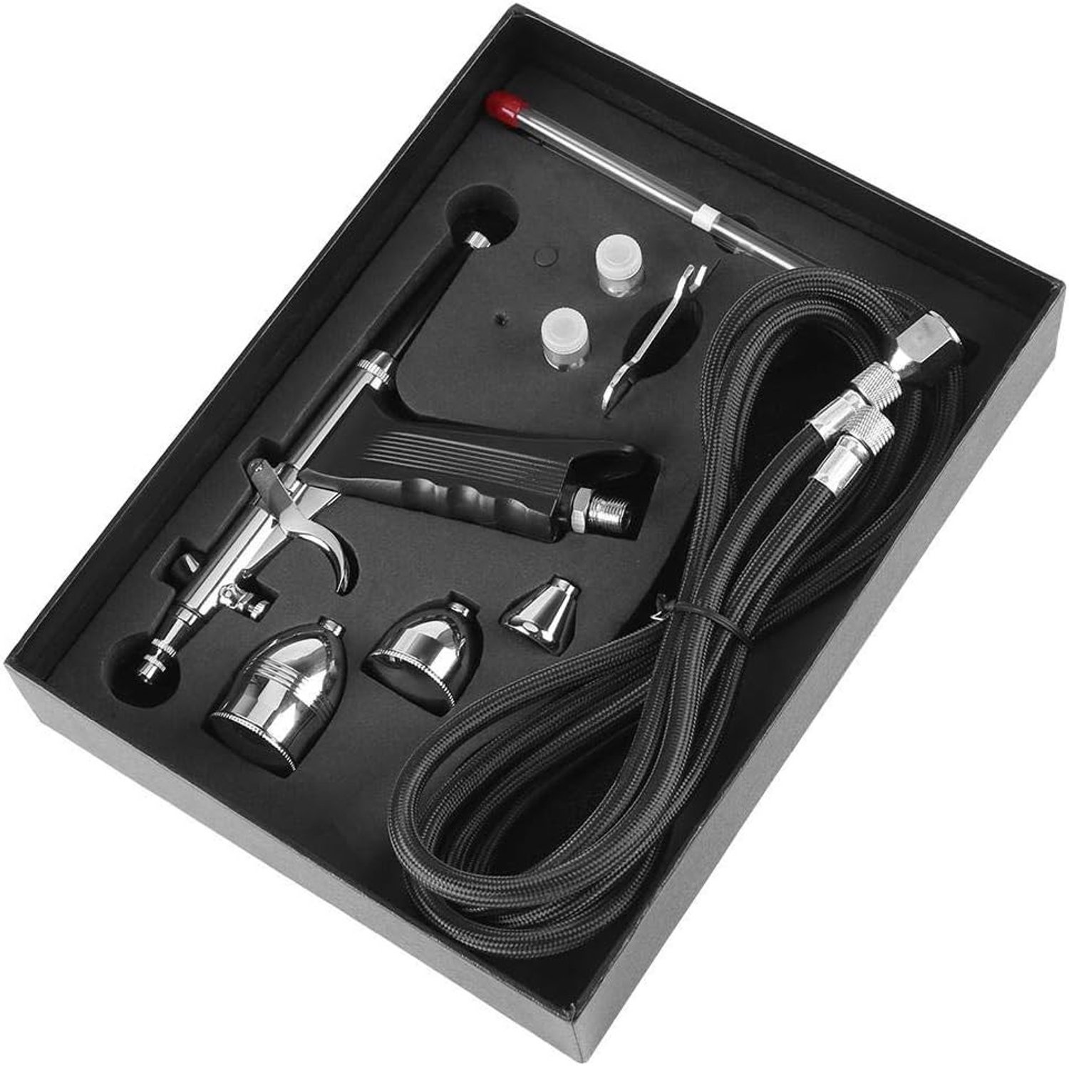 Complete Airbrush Set met Split Design, Inclusief 0.3mm, 0.5mm en 0.8mm Nozzles voor Modelverf, Leren Kleding en Auto Schilderen