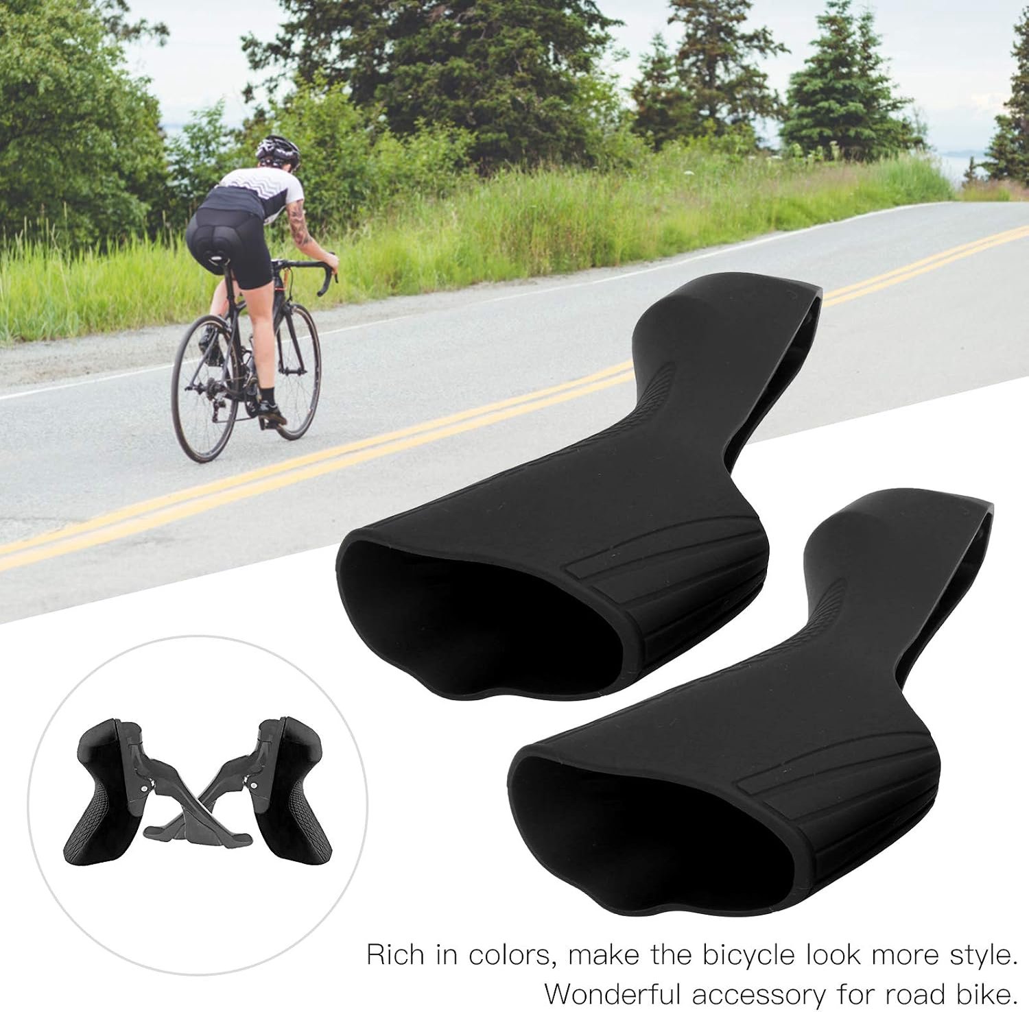 Racefiets Shifters Siliconen Cover Accessoires R7000 R8000 Shifter Remhendel Cover Kap Hoge robuustheid voor racefiets(black)