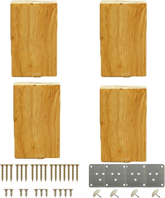 4 stuks houten meubelpoten, kastvoeten, salontafelpoten, bankvoeten, vervangende poten, vierkante taps toelopende solide vervangende meubelfauteuil kastvoeten voor bank dressoir — afbeelding 4
