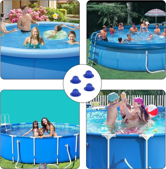 4 stuks zwembadadapters, zwembadadapters, zwembadafsluitstoppers, compatibel met Intex, filterpompen, zeefgatstoppen voor Bestway bovengrondse zwembaden, aansluitset, gootplugs, zwembadstoppen — afbeelding 3