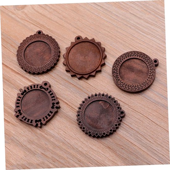 10 Stuks Bezel Lade Rond Bezel Hanger Blanks Hangende Basis Hangende Lade Blanks Ambachtelijke Trays Hanger Charmes Spaties Sieraden Uithollen Bamboe — afbeelding 3
