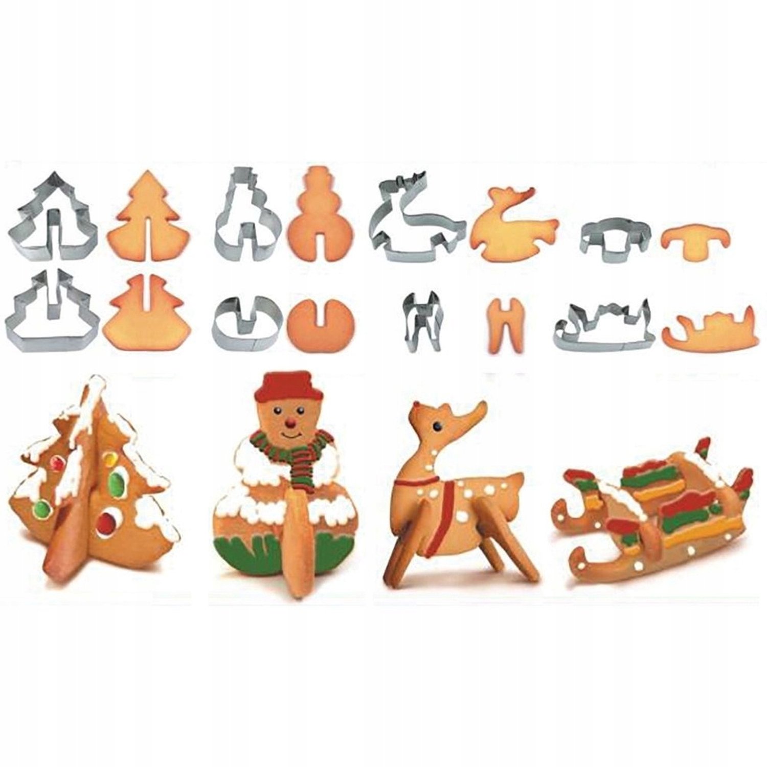 La Cucina 3D Kerstkoekjes Vormpjes - 8 Stuks Roestvrij Staal