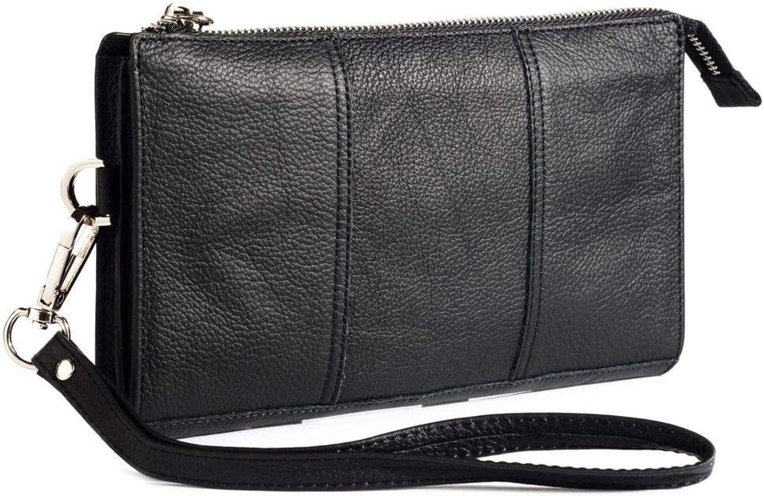 Multifunctionele verticale strepen nylon zakje tas tas ritssluiting karabijnhaak voor ICEMOBILE Prime 5.5 - ZWART Maat XL (16,5 cm X 10,5 cm)