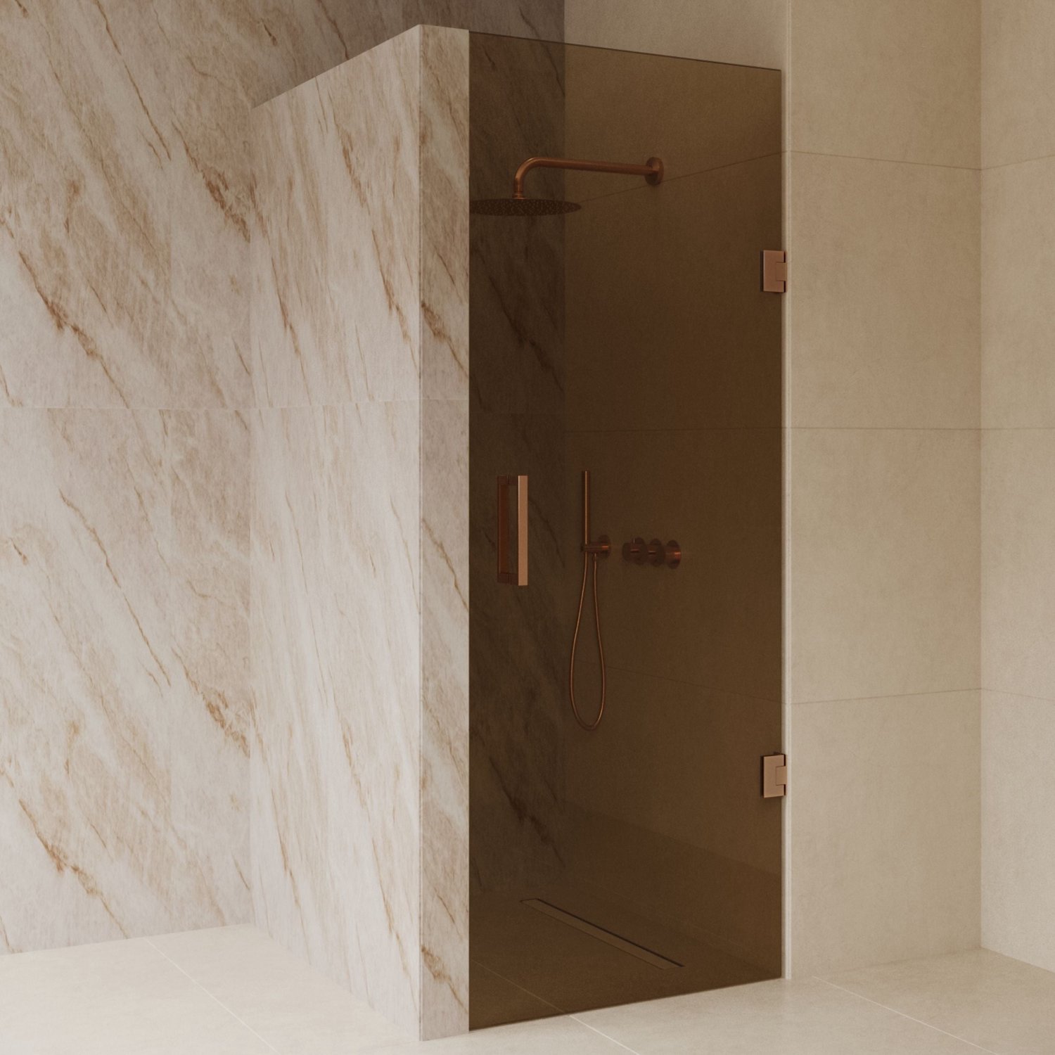 Sanitado Dalis Nisdeur Sepia Glas Mat Brons Profielen 90x200 cm