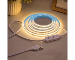 sylvwin COB Ledstrip, 3 m, USB, 320 leds/m, 2700 K, warmwit, 5 V, CRI 90+, dimbaar, flexibele strip voor - ShopVlot