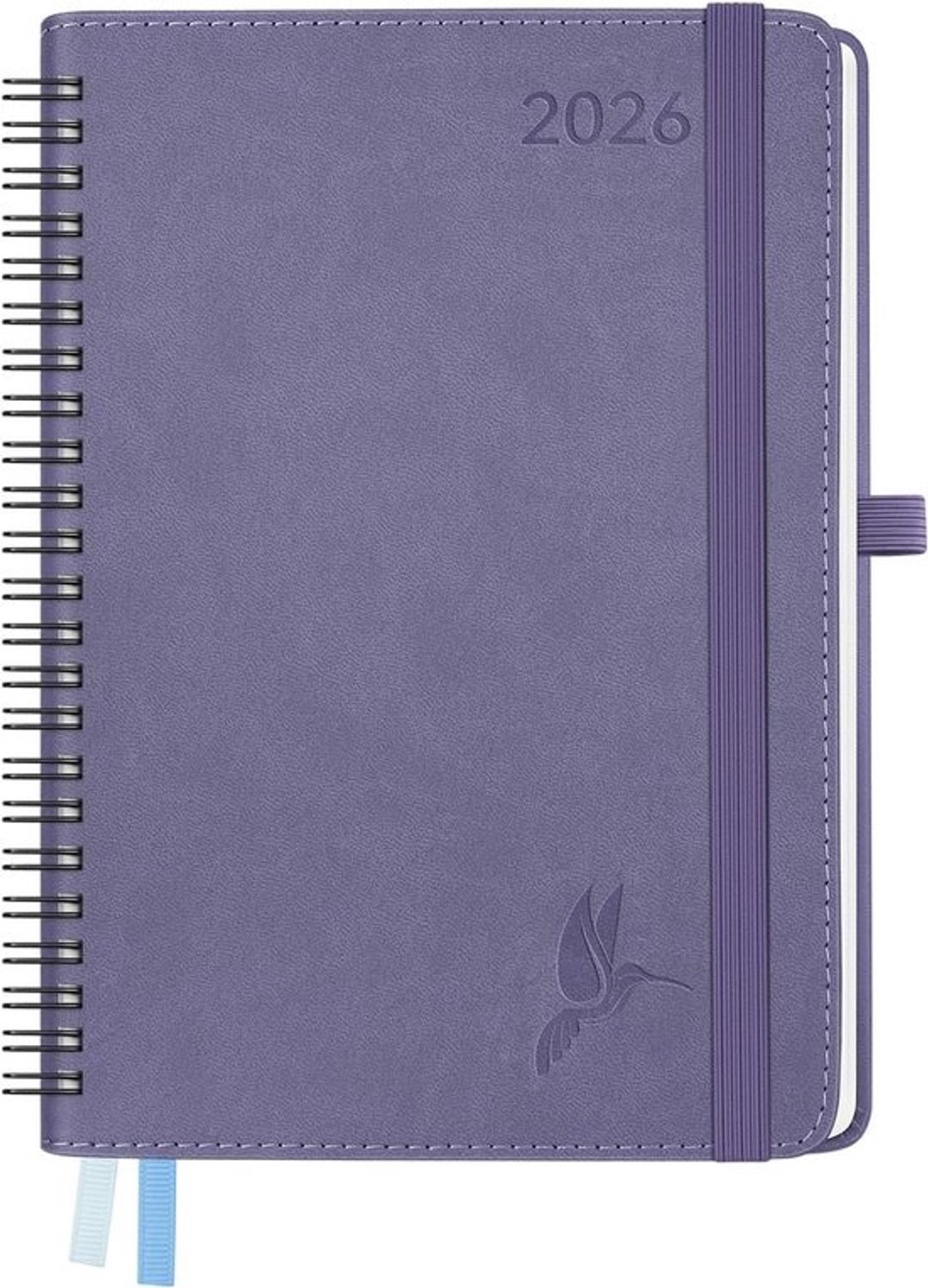 Weekplanner 2026 - Ringbandagenda A5 - 12 maanden - 1 week per 2 pagina's - Lila - Zachte kaft