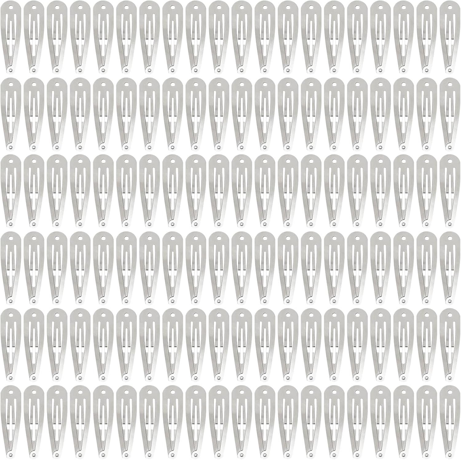 Cinaci 120pcs Bulk Plain Craft DIY Silver Metal 5cm Snap Hairpins with Hole Hairpins for Women, Girls, Babies - ShopVlot