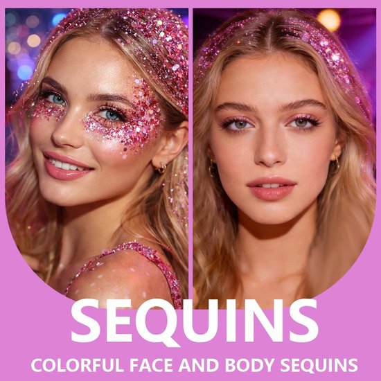 50 ml fles glitterbodylotion, glitter voor het gezicht, voor het gezicht - Cosmetisch product voor festivals,haar, nagels - Langdurige, sprankelende make-up（Roze） — afbeelding 5