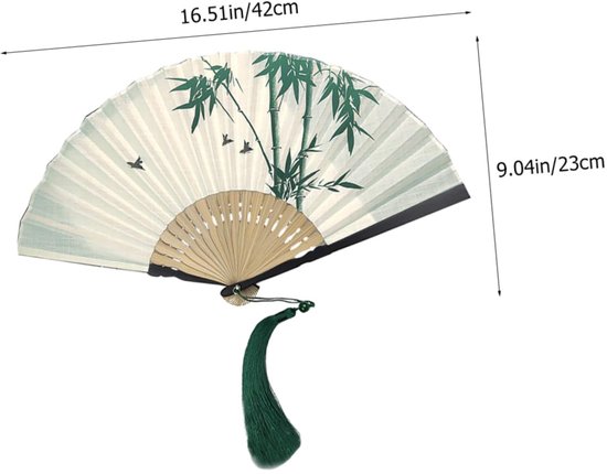 Vintage Bamboe Vouwwaaier met Kwastje Retro Chinese Stijl Handwaaier Opvouwbare Katoenen Danswaaier Draagbare Zomeraccessoire voor Kostuums Decoratie — afbeelding 4