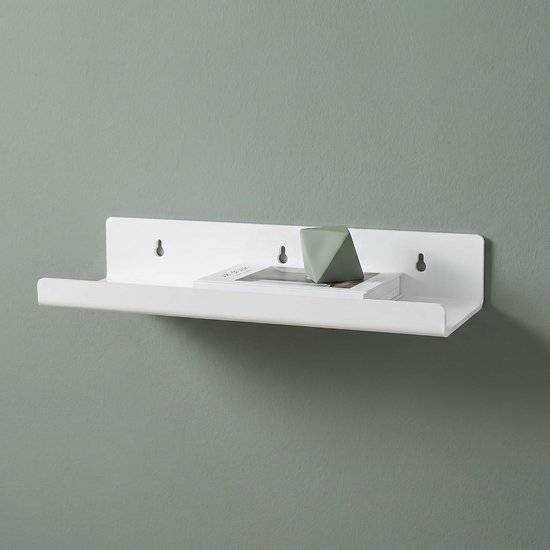 4 Stuks Delige Witte Zwevende Wandplanken Muurplank zonder Boren Minimalistische Opbergplank met Lip voor Woonkamer Slaapkamer Badkamer Keuken — afbeelding 4