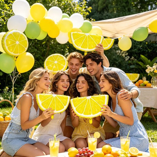 6 stuks citroenfolieballon voor zomerfeest, feestdecoratie met fruitthema — afbeelding 2