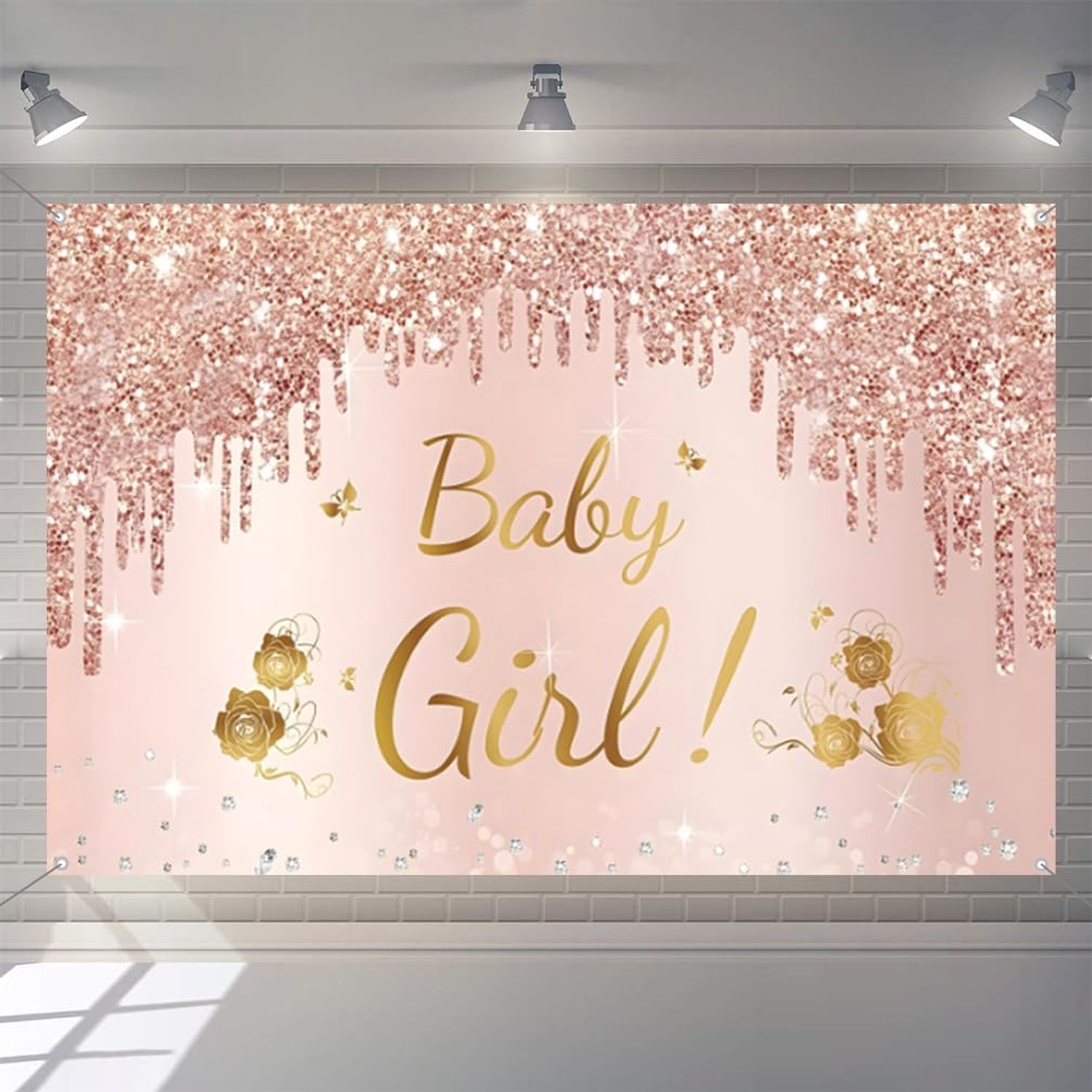 Baby Shower Background Pink Photography Background Flower Girl Party Decorations Banner Fabrics Sign Poster - ShopVlot