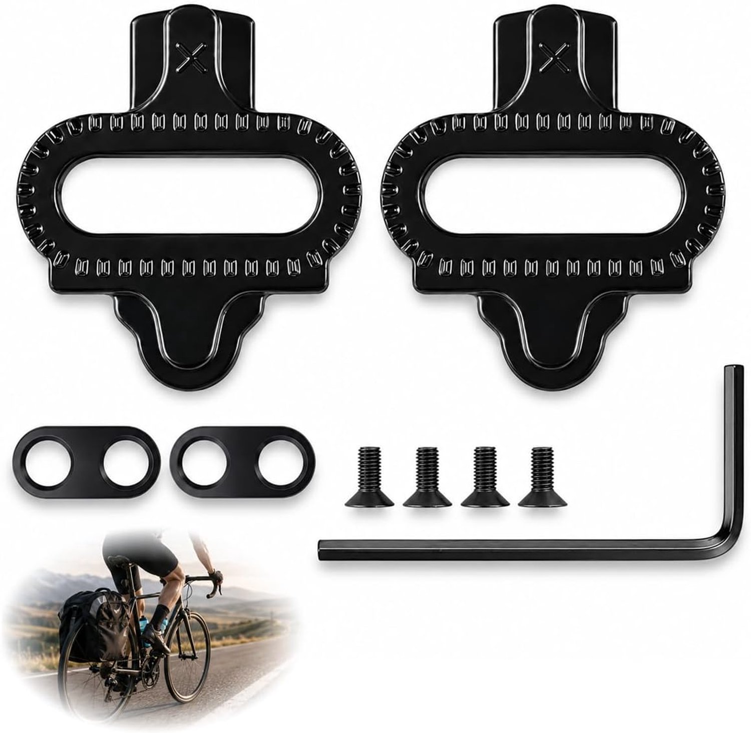 Zolara Fietsschoenplaten, universele SPD-fietsschoenplaten, roestvrij staal, compatibel met SPD SH51 SH56, voor - ShopVlot