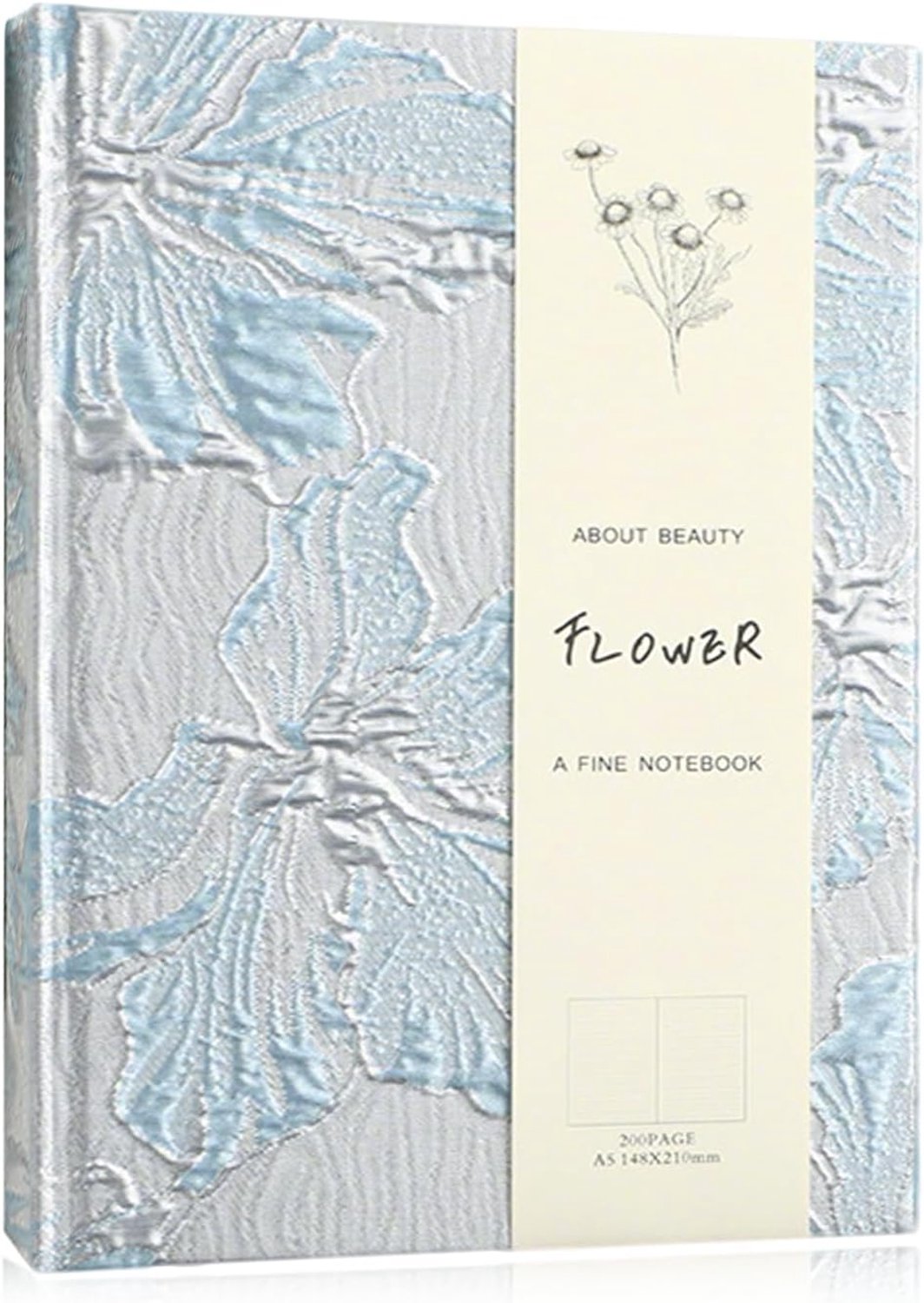 Bloemen hardcover notitieboek A5, dagboek lelie motief, Lay Flat (blauw) - ShopVlot