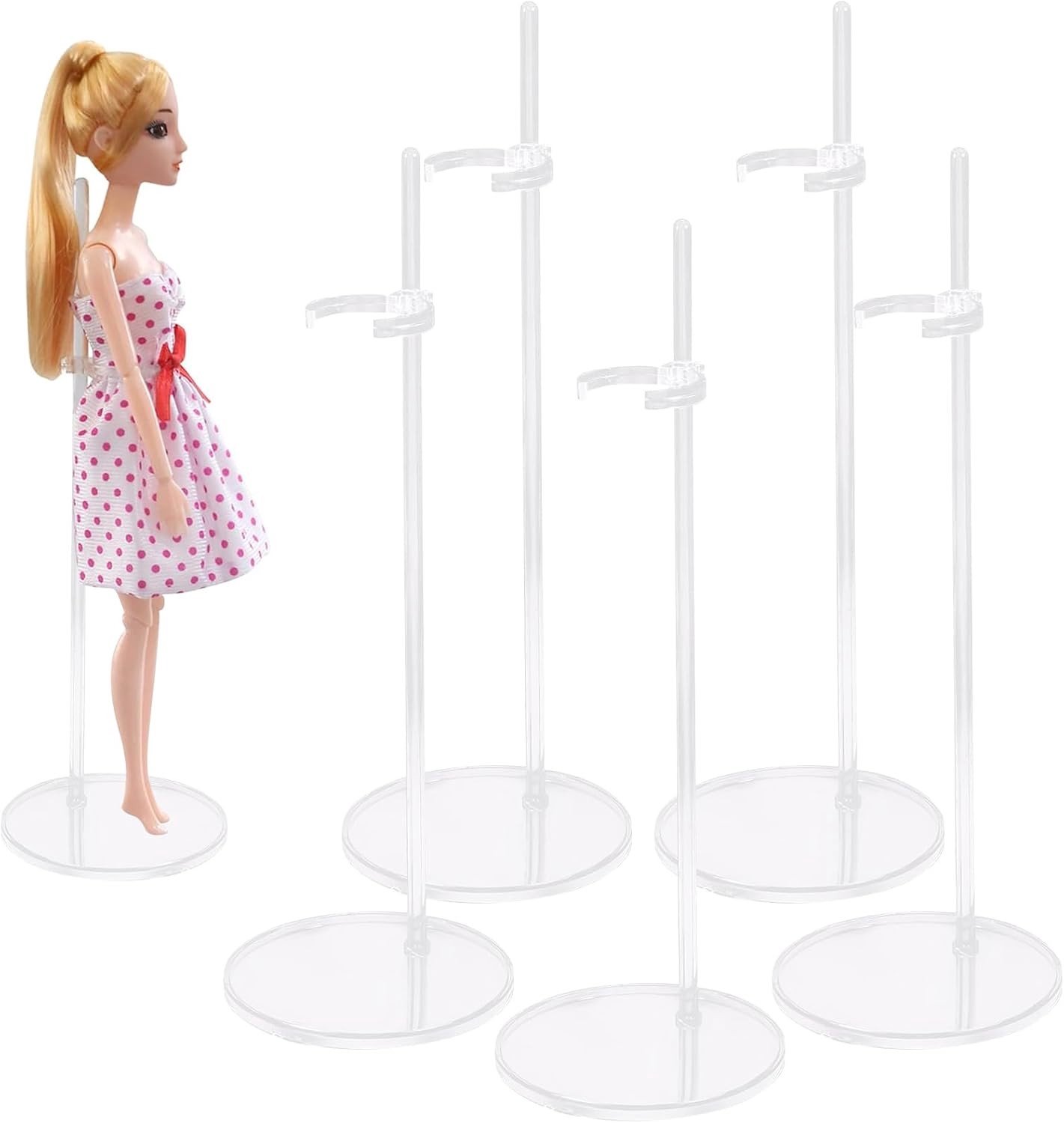 Set van 5 Transparante Poppenstandaards voor 30 cm Poppen - Stevige en Duurzame Ondersteuning
