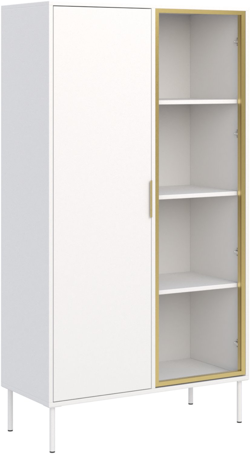 Selsey Vena – Vitrinekast 2 deuren – met glazen front – wit – 90 cm