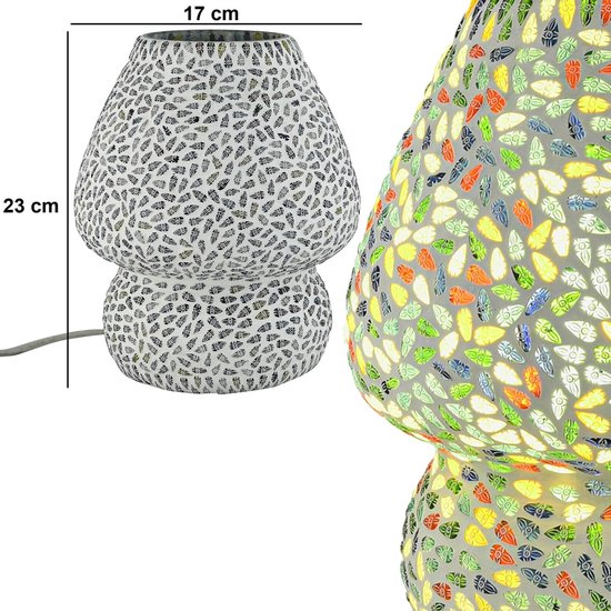 Boho-tafel- en nachtlamp van glas met mozaïekmotief Aubina -4- — afbeelding 3