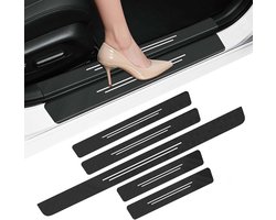 5 Stuks Auto Dorpellijsten Bescherming Voor Renault Kangoo II Express Compact 2013-2019, Auto Koolstofvezel Instaplijsten Kick Platen, Anti-Kras Auto Instaplijsten Beschermfolie