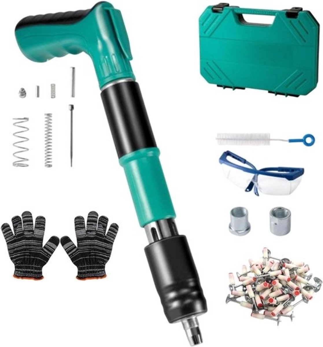 Elektrische spijkermachine - Set met nageltacker - Meubelproductie - Precisiegetand ontwerp - 356 x 276 x 79 cm - Meerkleurig