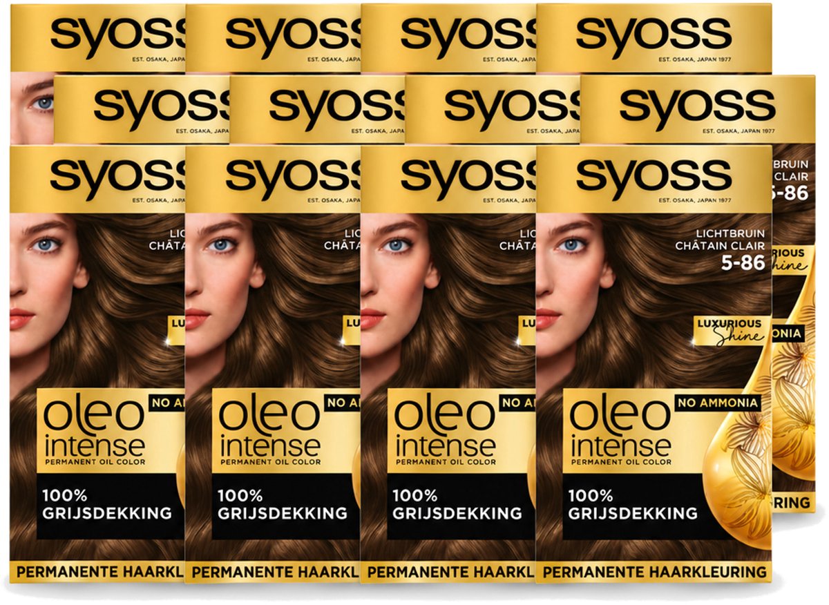 12 x SYOSS - Oleo Intense 5-86 - Haarverf - Permanente Haarkleuring - Lichtbruin - Langdurige Kleur - Voordeelverpakking - 12 stuks