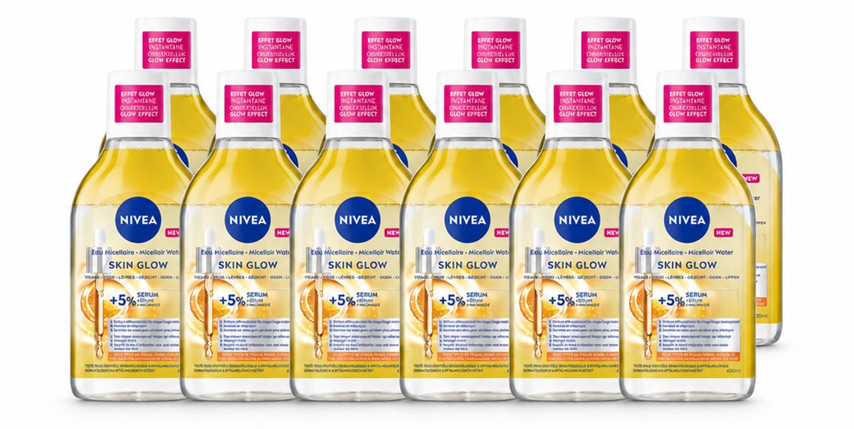 12 x NIVEA - Micellair Water - Serum Verrijkt Stralend - Verwijdert Waterbestendige Make-up - 400 ml - Voordeelverpakking - 12 stuks