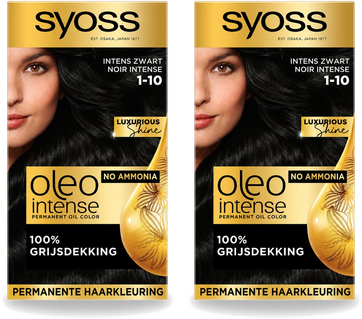 2 x SYOSS - Oleo Intense 1-10 - Haarverf - Permanente Haarkleuring - Intens Zwart - Langdurige Kleur - Voordeelverpakking - 2 stuks
