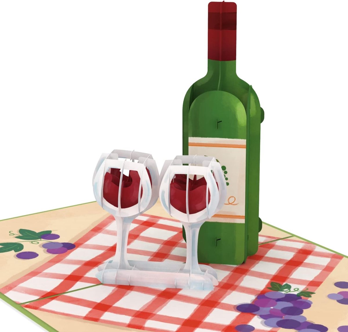 SnelShoppen - 3D Pop-Up Wenskaart met Wijnfles - Verjaardagskaart voor Mannen en Vrouwen, Vaderdag Cadeau, Uitnodigingskaart voor Diner en Wijnproever