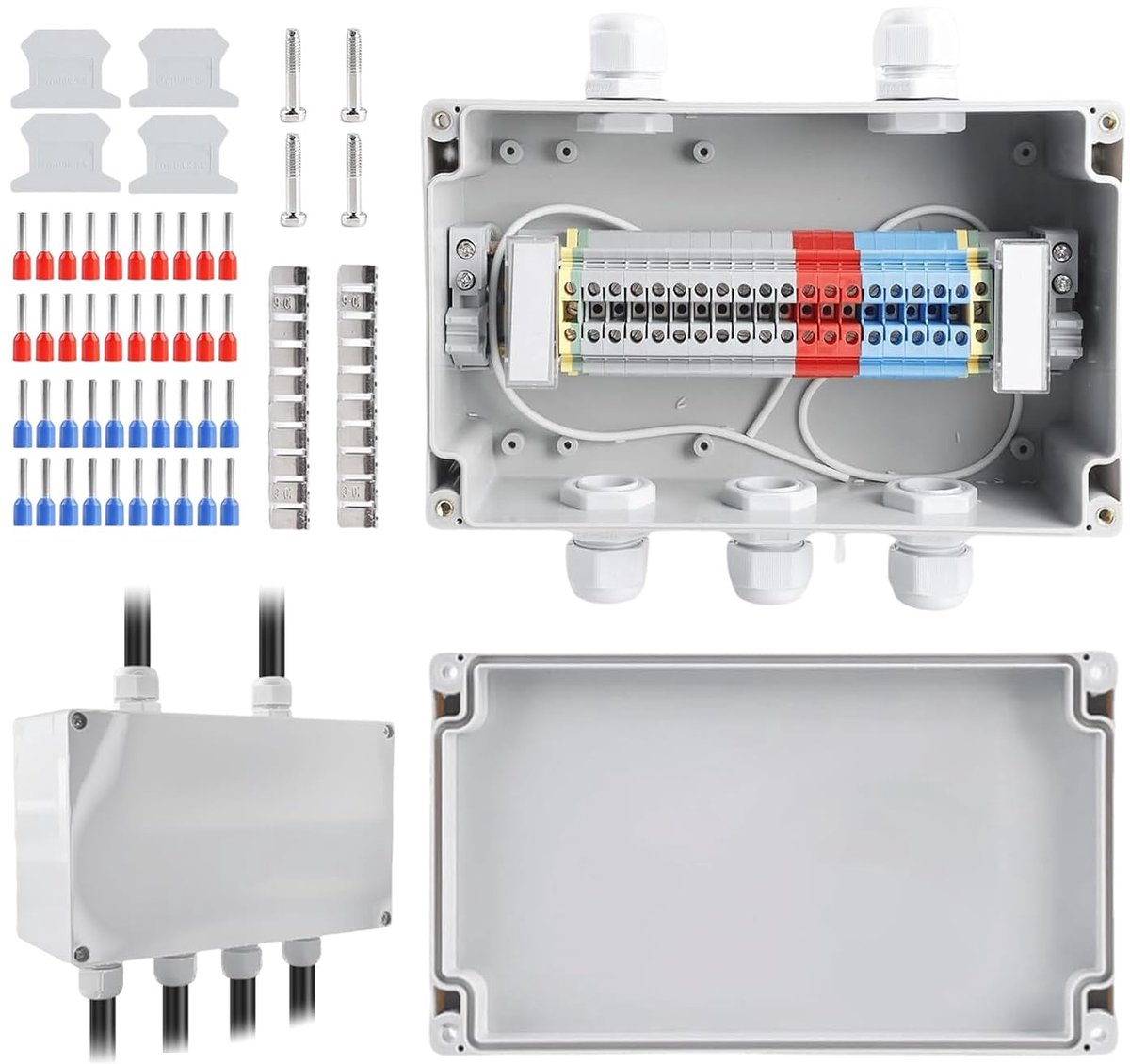 Aansluitdoos Waterproof IP68 - Opbouw 2-in-3 - ABS Zwart - Duurzaam en corrosiebestendig - ShopVlot