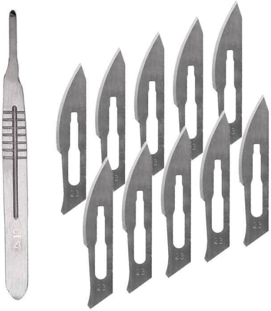 Scalpel messen set 10 stuks - Steriele carbonstalen bladen - Inclusief houder met grip - Perfect voor modelbouw - ShopVlot