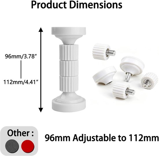 Verstelbare Bedframe Steunen voor Hoofdbord, Wandbevestiging en Stabilisatie - Eenvoudige Installatie, 43-112mm, Verbeterde Dikte van 3mm (Wit) — afbeelding 5