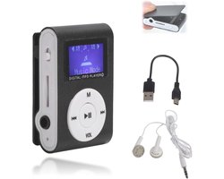 Draagbare MP3 Speler met LCD Mini Scherm, Oordopjes en Sportclip, Ondersteunt Geheugenkaarten tot 32 GB