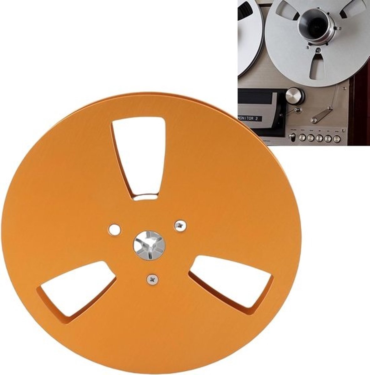 Lege tapespoel - Aluminium opwikkelspoel - Voor muziek opnemen - Ontwerp met 3 gaten - 7 inch diameter - Goud