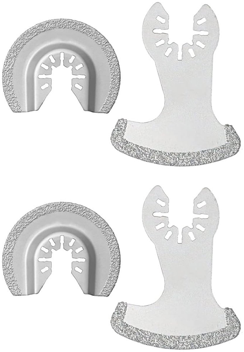 4Pcs Oscillating Grout Removal Blade, Half Circle Diamond Multi-Tool Saw Blade Cutting Tool for Plaster Mortar - ShopVlot