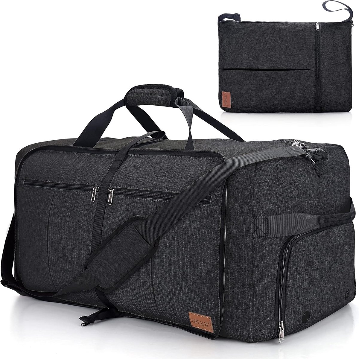 Grote Vouwbare Reisbag voor Mannen en Vrouwen, Weekendtas met Schoencompartiment, Waterdichte Handbagage en Sporttas, Zwart, 120L