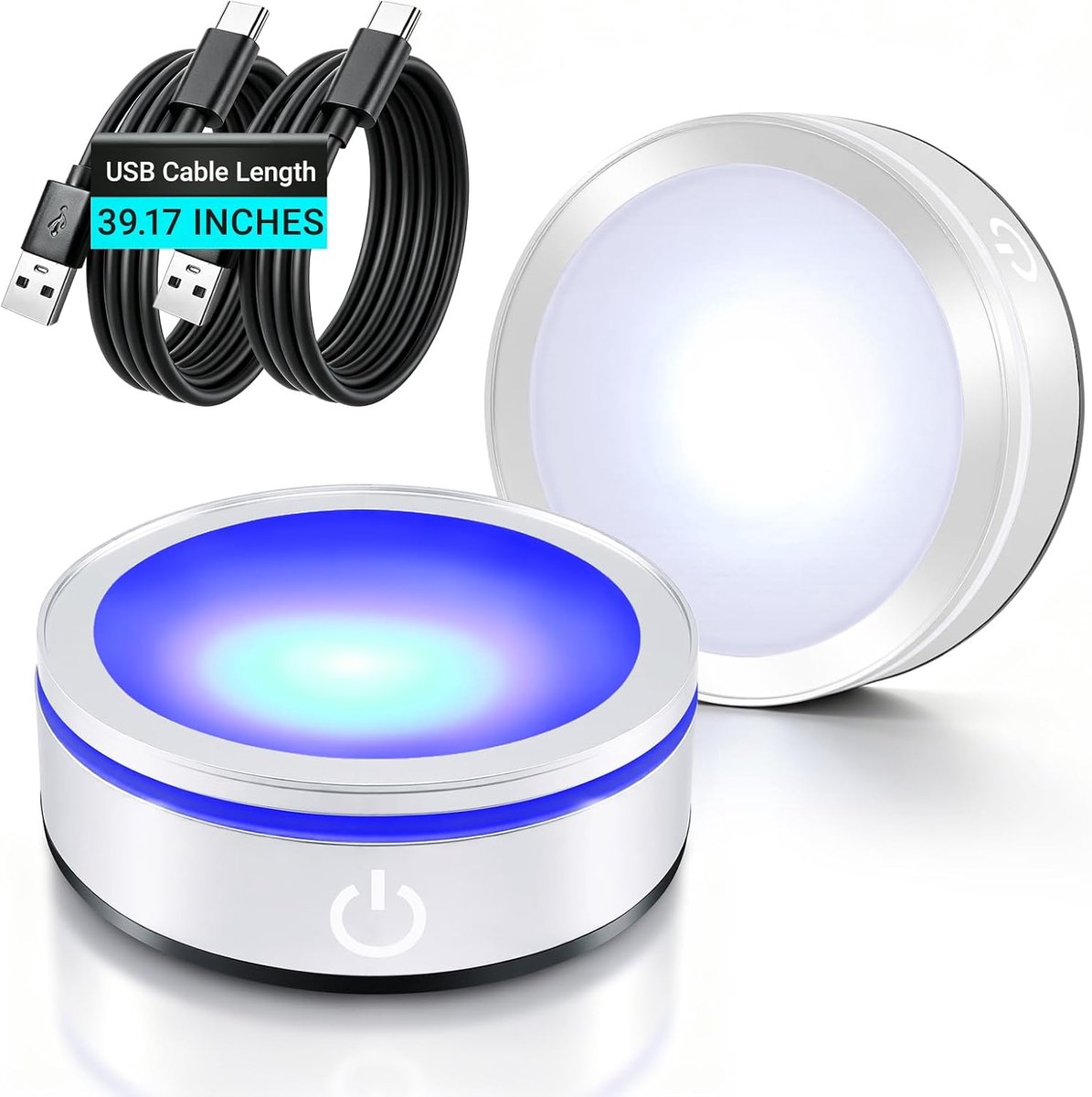 LED-verlichtingsstatief 2-delig - zilver - RGB-meerkleurige verlichting - presenteert kristallen bollen - ShopVlot