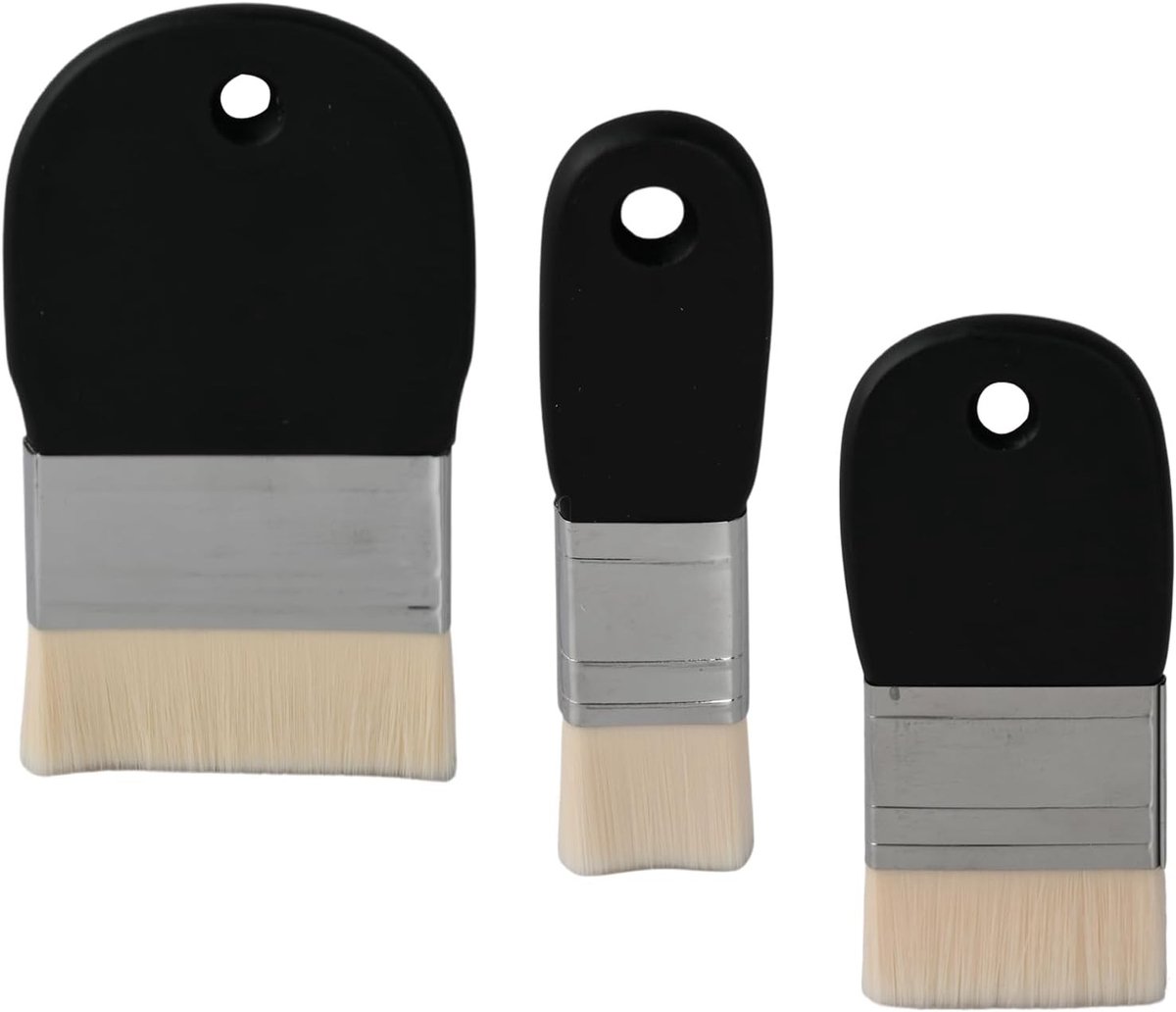 Set van 3 platte schilderskwasten met houten handvat, veelzijdig voor acryl, aquarel en olieverf op canvas, duurzaam en herbruikbaar