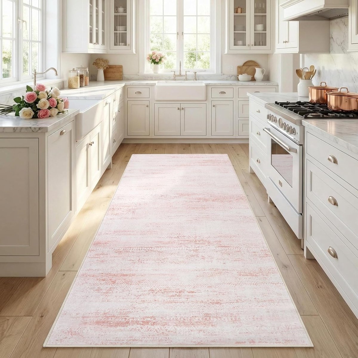 Tapijtloper 60 x 180 cm - gestreept geometrisch - kunstwol - antislip voor hal en keuken - ShopVlot