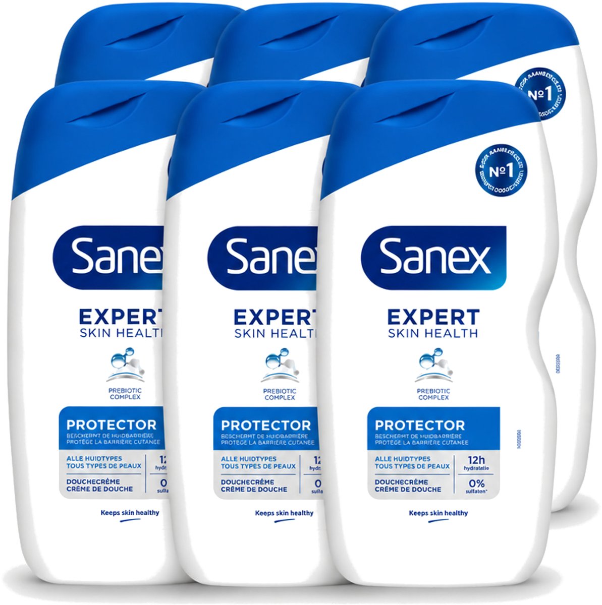 6 x Sanex - Deskundige Huidgezondheid - Douchecrème - Beschermend - Alle Huidtypes - 400 ml - Voordeelverpakking - 6 stuks